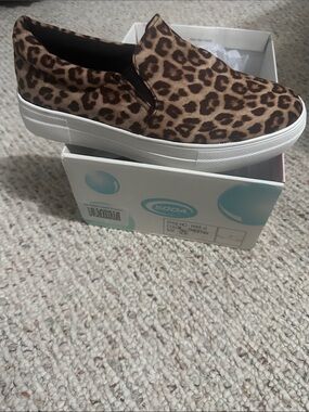 Soda Leopard Print Slip-On Platform Sneakers - Brown, Black, White